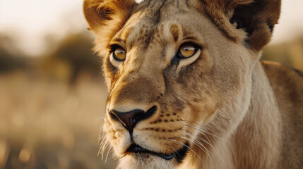 closeup of a hyperrealistic looking lion illustration