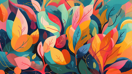 Colorful abstract flowers and leaves (Edited Generative AI)