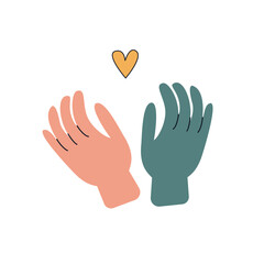 Hands with heart. friendship love and trust. Reconciliation concept 