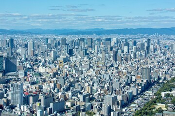 大阪府　あべのハルカスから眺める梅田のビル群