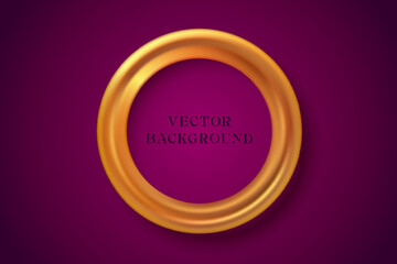 Vector abstract background with golden ring. Vector background for wedding with metallic ring.