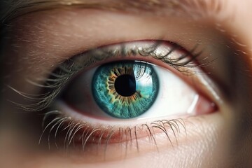 closeup of a beautiful bluegreen eye - obrazy, fototapety, plakaty