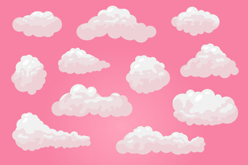Pink clouds on a pink background. Pink sky vector. Creative wallpaper. Design in modern style.