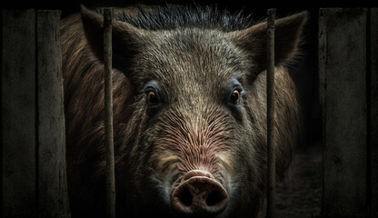 Fototapeta na wymiar Cute piglet snout looking at camera outdoors generated by AI