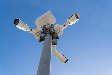 Three video surveillance security cameras