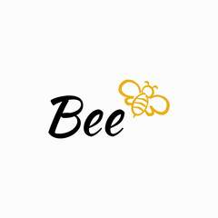 cute bee sign logo design vector illustration for clothing business and farm community isolated on white background. playful bee logo vector design template.