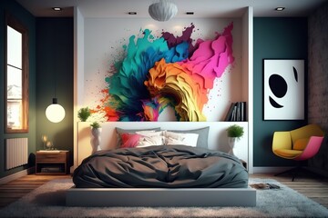  modern bedroom design, symmetry wallpaper all design, generative artificial intelligence