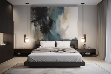  modern bedroom design, symmetry wallpaper all design, generative artificial intelligence