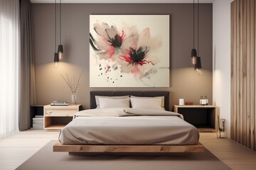  modern bedroom design, symmetry wallpaper all design, generative artificial intelligence