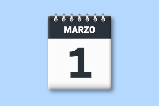 1 de marzo - fecha calendario pagina calendario - primer dia de marzo sobre fondo azul