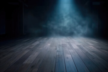 Dark Blue Scene Wood Flooring created with Generative AI Technology, ai, generative