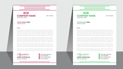 Corporate Business Modern Letterhead Design Template, Stock line to useable fill color combination two file design layout.