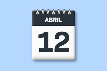12 de abril - fecha calendario pagina calendario - duodecimo dia de abril sobre fondo azul