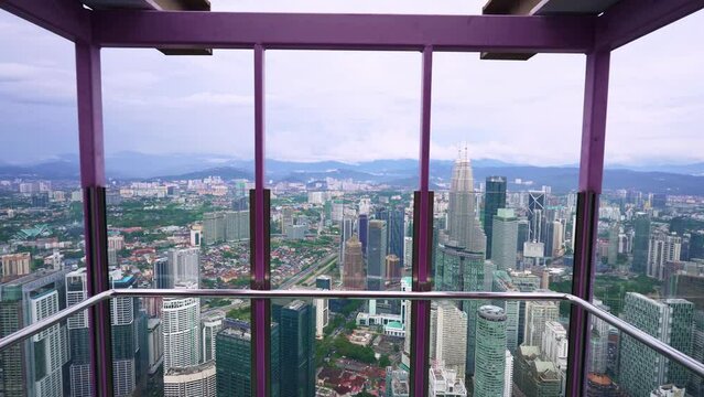 KL Tower Observation Deck, Kuala Lumpur TV tower. famous tourism destination, summer travel in South East Asia.
