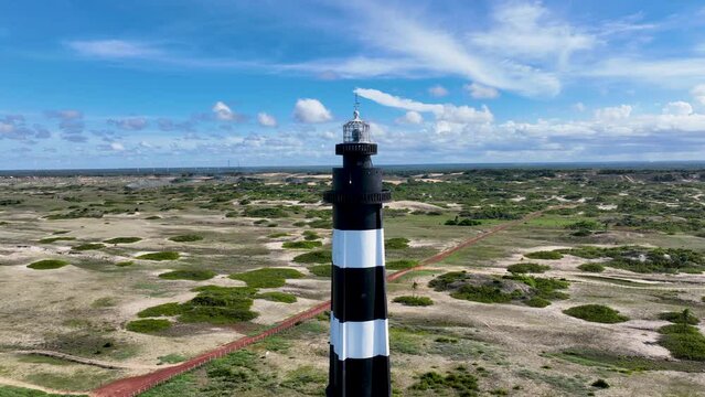 Famous Lighthouse At Rio Do Fogo In Rio Grande Do Norte Brazil. Seascape Landscape. Coast Lighthouse. Nature Vegetation. Famous Lighthouse At Rio Do Fogo Rio Grande Do Norte Brazil.
