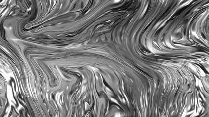 metal liquid wave flow background, abstract silky satin metallic texture chrome black and white wallpaper, 3d rendered smooth transition shiny aluminum seamless, generative ai