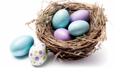 Fototapeta na wymiar Vertical shot of beautiful colorful magical easter eggs Generative AI