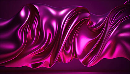 
Pink Wavy Satin glass ribbon Background Neon Lighting purple abstract background with curves and a light purple background. - Generative AI