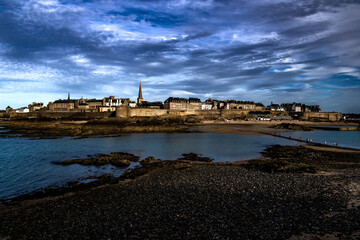 Fototapeta na wymiar Ancient City Saint-Malo At The Atlantic Coast Of Brittany In France