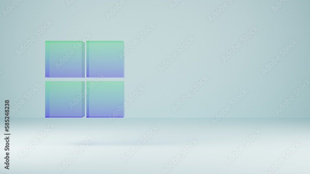 Poster rectangle cube glass with gradient color, abstract background, 3d rendering