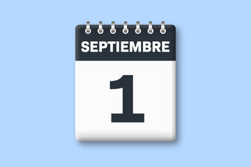 1 de septiembre - fecha calendario pagina calendario - primer dia de septiembre sobre fondo azul