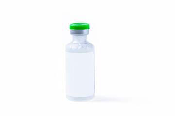 Vaccine bottle isolated on white background. Vaccination Concept.