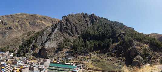HUANCAVELICA, PERU - JULY 21, 2022: Panoramic view of the San Cristobal mountain or also called the...