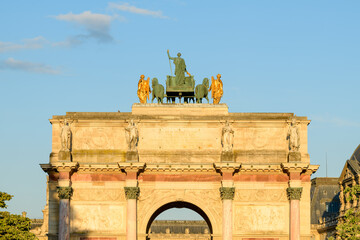 Fototapeta na wymiar The Arc de Triomphe du Carrousel , Europe, France, Ile de France, Paris, in summer on a sunny day.