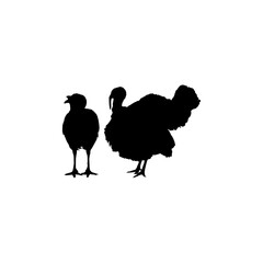 Pair of Turkey Silhouette for Art Illustration, Pictogram or Graphic Design Element. The Turkey is a large bird in the genus Meleagris. Vector Illustration
