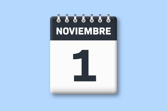 1 de noviembre - fecha calendario pagina calendario - primer dia de noviembre sobre fondo azul