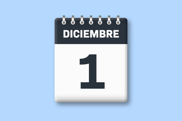 1 de diciembre - fecha calendario pagina calendario - primer dia de diciembre sobre fondo azul