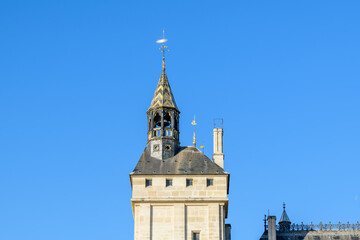 Obraz premium The Clock Tower of the Palais de la Cite , Europe, France, Ile de France, Paris, in summer on a sunny day.
