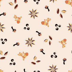 Pumpkin Pie Spices Seamless Vector Repeat Pattern