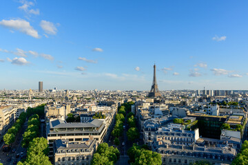 Obraz premium The Eiffel Tower and the Chaillot Trocadero district, Europe, France, Ile de France, Paris, in summer, on a sunny day.
