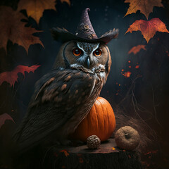 Owl Autumn Themed Generative AI