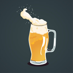 mug of wheat unfiltered beer with foam in vector 
