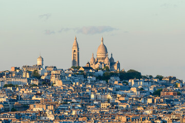 The Basilica of the Sacred Heart on the Montmartre hill , Europe, France, Ile de France, Paris, in...