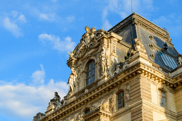 Fototapeta na wymiar The Louvre , in Europe, in France, in Ile de France, in Paris, in summer, on a sunny day.