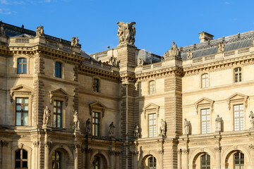 Fototapeta na wymiar The Louvre , in Europe, in France, in Ile de France, in Paris, in summer, on a sunny day.