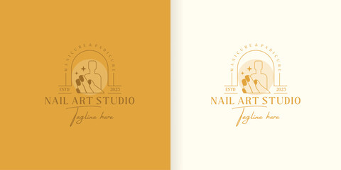 collection of nail logo design templates with creative abstract style
