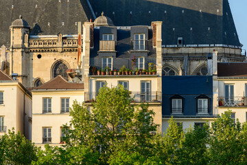 The roofs , in Europe, in France, in Ile de France, in Paris, in summer, on a sunny day.