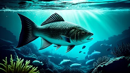 Image of fish underwater, generative AI