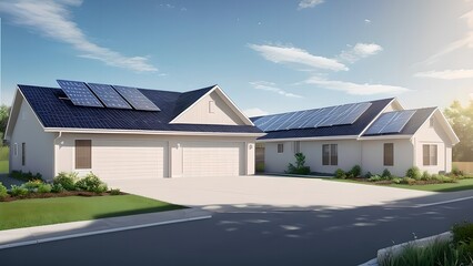 House with solar panels on the roof, generative AI