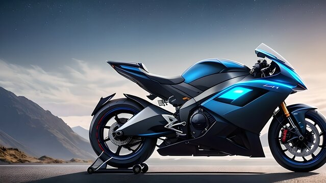 Image of a modern motorcycle, generative AI