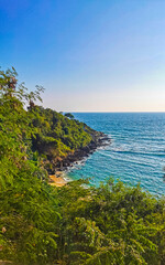 Beach sand blue water huge surfer waves Carrizalillo Puerto Escondido.