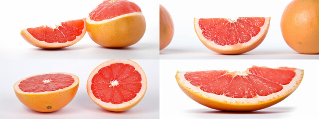 Fototapeta na wymiar grapefruit, fruit, citrus, food, orange, isolated, red, healthy, white, juicy, fresh, slice, ripe, pink, half, cut, diet, vitamin, sweet, yellow, juice, freshness, lemon, eating, green