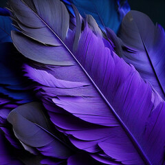 AI-Generated Purple to Dark Blue Feather Texture on Black Background in 1:1 Ratio