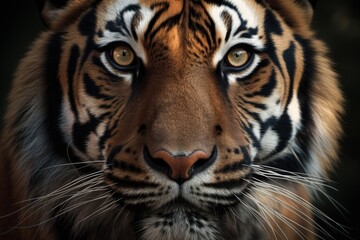 Fototapeta na wymiar A close - up of a tiger's face, with its piercing eyes and fierce expression - made with Ai