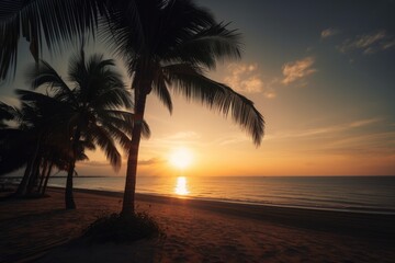 Fototapeta na wymiar Sunset on the beach of caribbean sea Generative AI