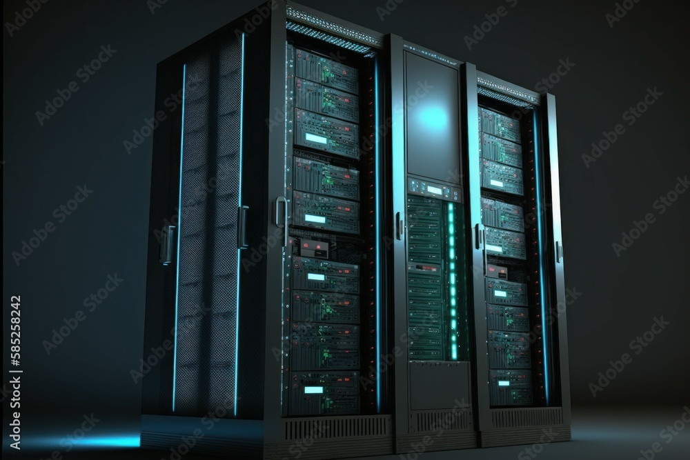 Aufkleber modern data center with computer servers. ai generated, human enhanced.